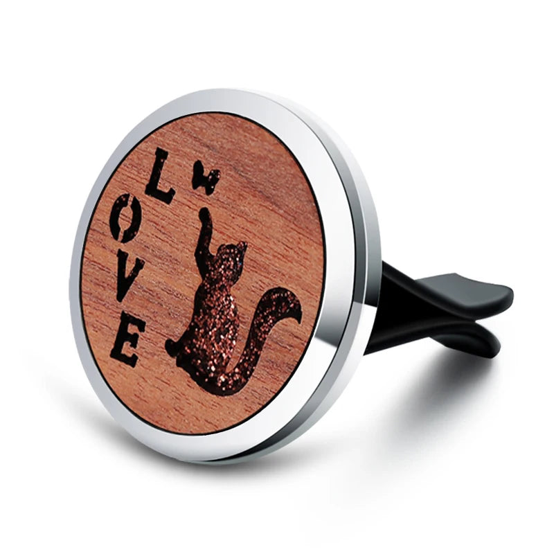 Vintage Wood Tree Of Life Aroma Car Air Freshener Stainless Steel Perfume Locket Essential Oil Diffuser Detachable Clip Jewelry
