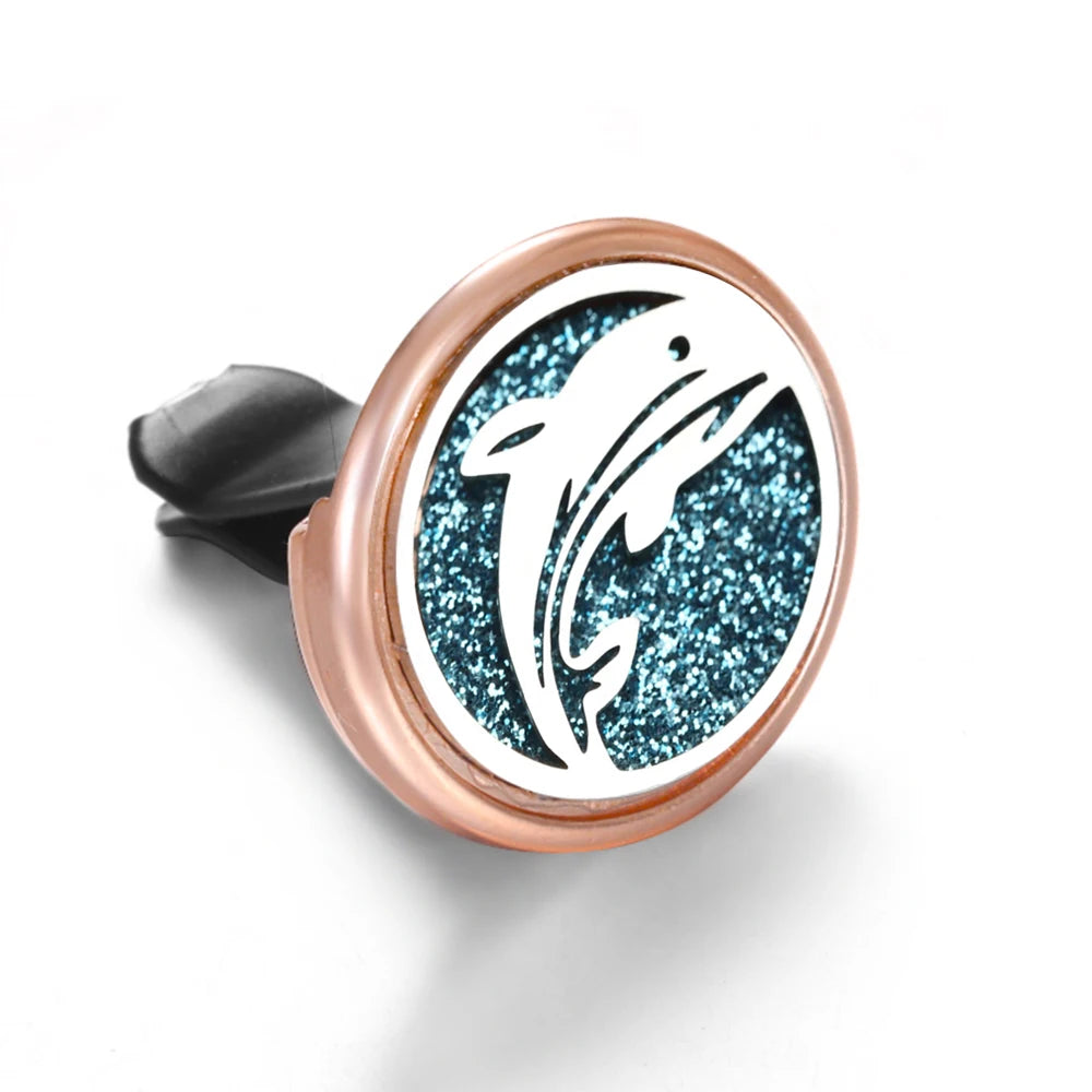 Golden Insert Aromatherapy Pad Tree of Life Pendant Stainless Steel Essential Oil Diffuser Car Air Freshener Outlet Clip Lockets