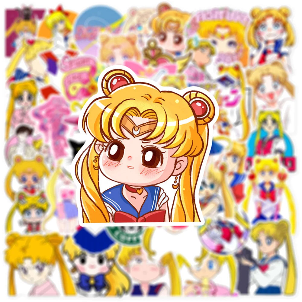 10/30/50pcs Japan Cartoom Sailor Moon Anime Stickers Decals Kids Toys DIY Stationery Luggage Helmet Aesthetic Decoration Sticker