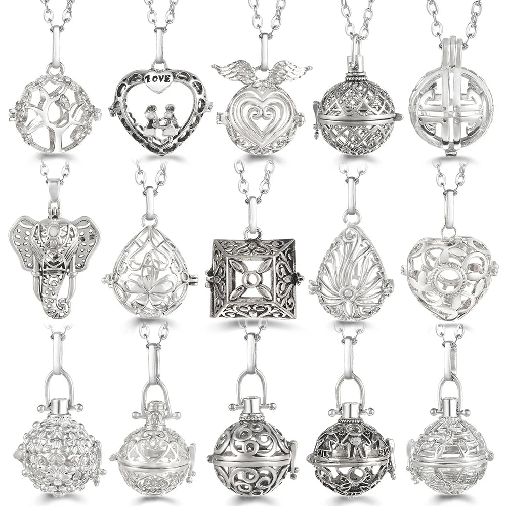 Mexico Chime Music Ball Caller Aromatherapy Necklace Essential Oil Diffuser Tree Of Life Cage Exquisite Zircon Pendant Jewelry