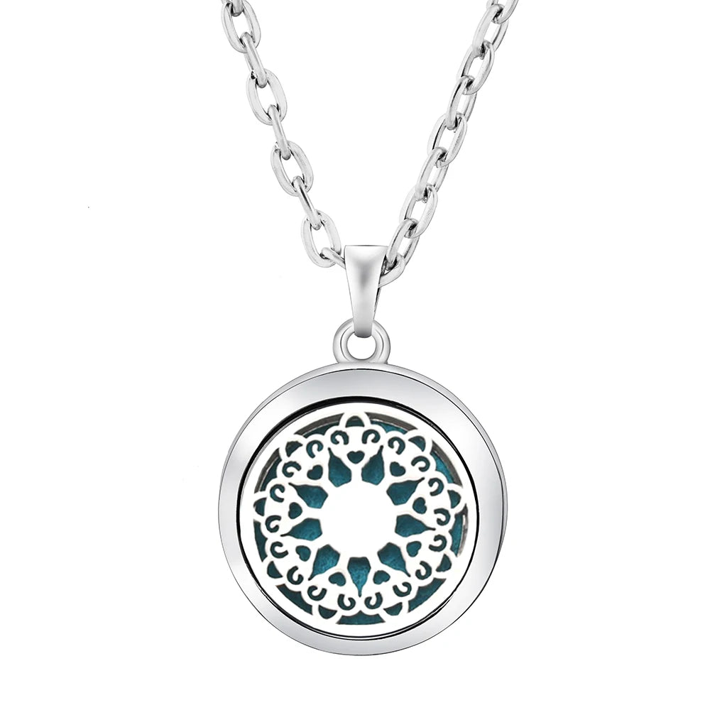 New Stainless Steel Fashion Tree Of Life  Aromatherapy Necklace Essential Oil Diffuser Perfume Locket Pendant Women Jewelry Gift
