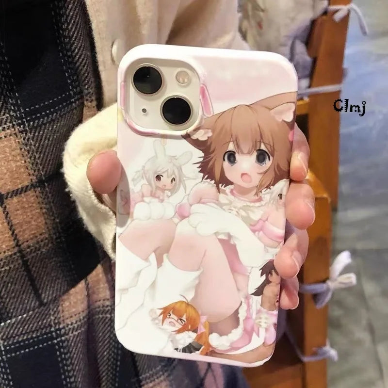 Clmj Cute Anime Girl Phone Case For iPhone 13 Mini 11 12 14 Pro Max 15 Plus XR X XS 7 8 Se 2020 Silicone Phone Cover iPhone Case