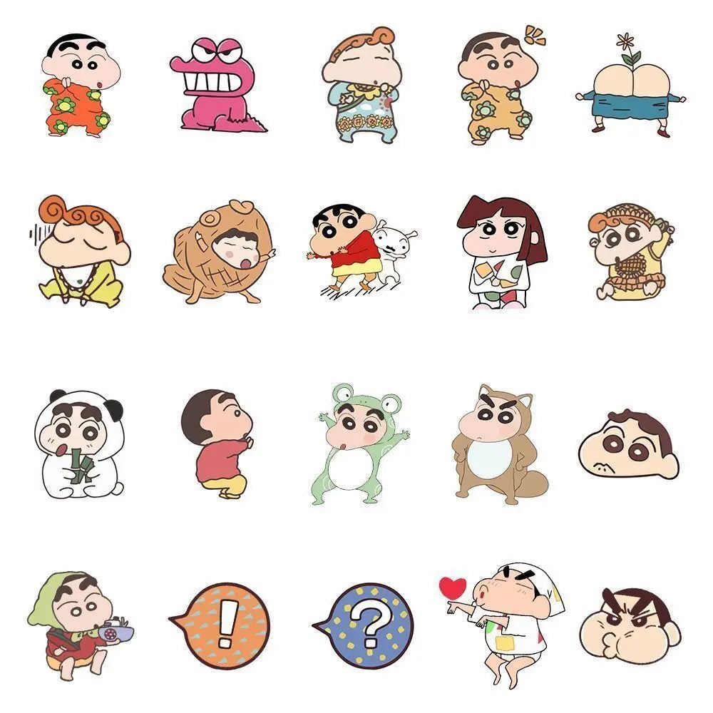 100Pcs Cartoon Anime Crayon Shin chan Stickers For Car Laptop Phone Stationery Decor Decals Waterproof Sticker Kids Toys