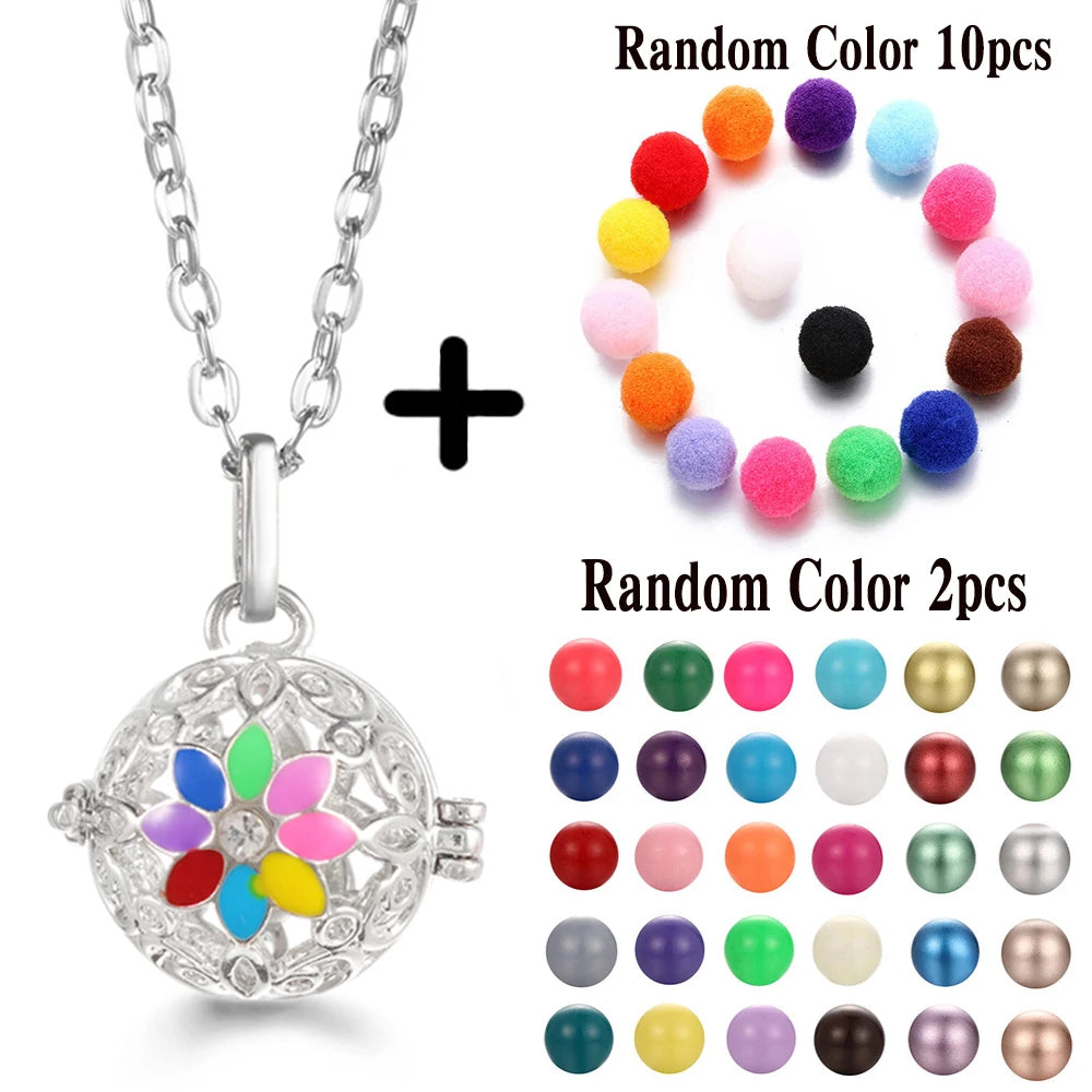Mexico Chime Music Ball Caller Aromatherapy Necklace Essential Oil Diffuser Tree Of Life Cage Exquisite Zircon Pendant Jewelry
