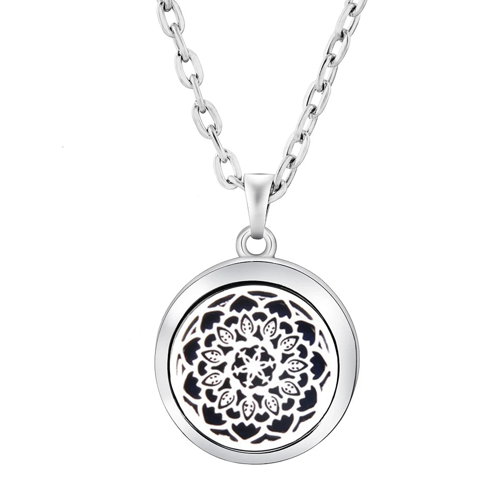 New Stainless Steel Fashion Tree Of Life  Aromatherapy Necklace Essential Oil Diffuser Perfume Locket Pendant Women Jewelry Gift