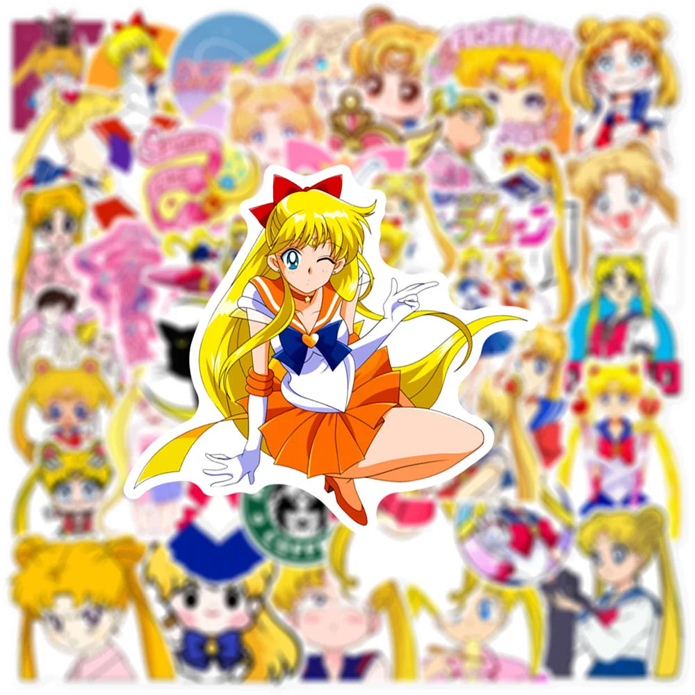 10/30/50pcs Japan Cartoom Sailor Moon Anime Stickers Decals Kids Toys DIY Stationery Luggage Helmet Aesthetic Decoration Sticker