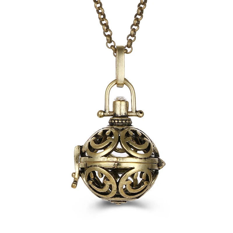 Mexico Style Tree Of Life Angel Necklace 16MM Music Ball Vintage Pregnancy Necklace Aroma Essential Oil Diffuser Locket Pendant
