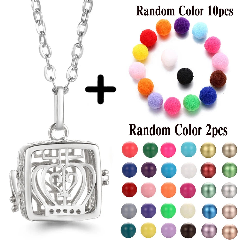 Mexico Chime Music Ball Caller Aromatherapy Necklace Essential Oil Diffuser Tree Of Life Cage Exquisite Zircon Pendant Jewelry
