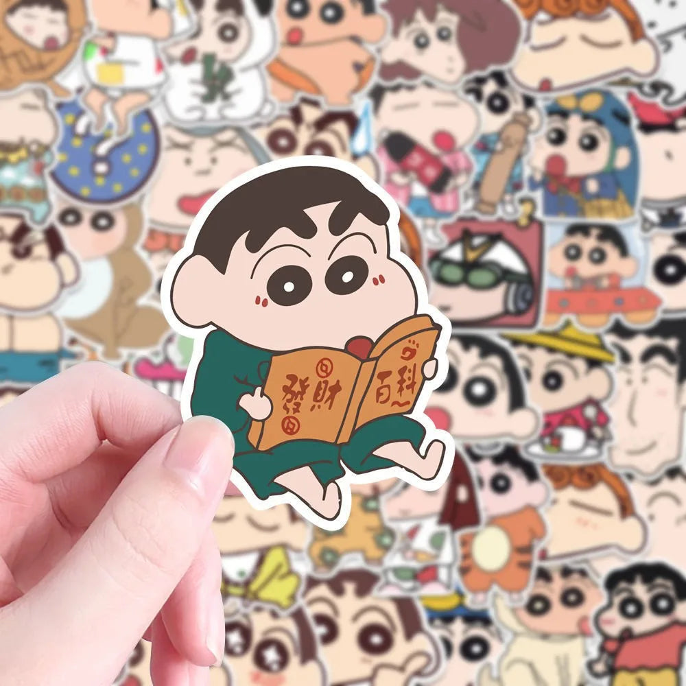 100Pcs Cartoon Anime Crayon Shin chan Stickers For Car Laptop Phone Stationery Decor Decals Waterproof Sticker Kids Toys