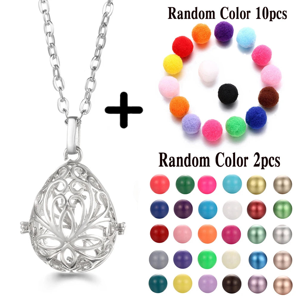 Mexico Chime Music Ball Caller Aromatherapy Necklace Essential Oil Diffuser Tree Of Life Cage Exquisite Zircon Pendant Jewelry