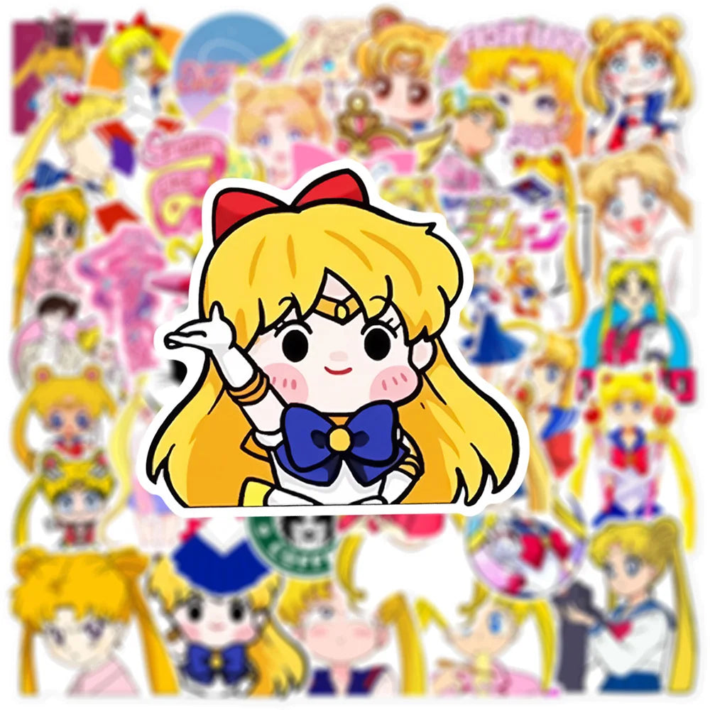 10/30/50pcs Japan Cartoom Sailor Moon Anime Stickers Decals Kids Toys DIY Stationery Luggage Helmet Aesthetic Decoration Sticker