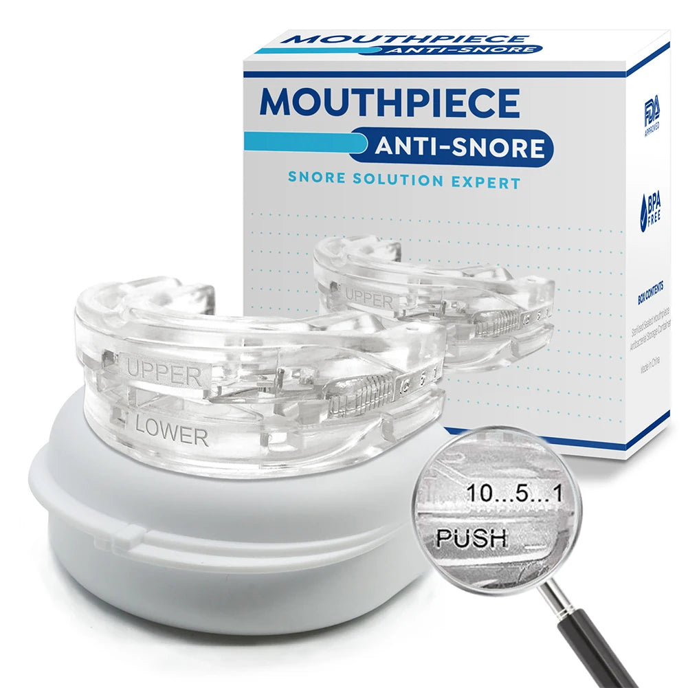Anti-Snoring Mouthpiece Anti-Snoring Device Night Time Teeth Mouthguard Adjustable Sleeping Mouth Guard for Bruxism Stop Snoring