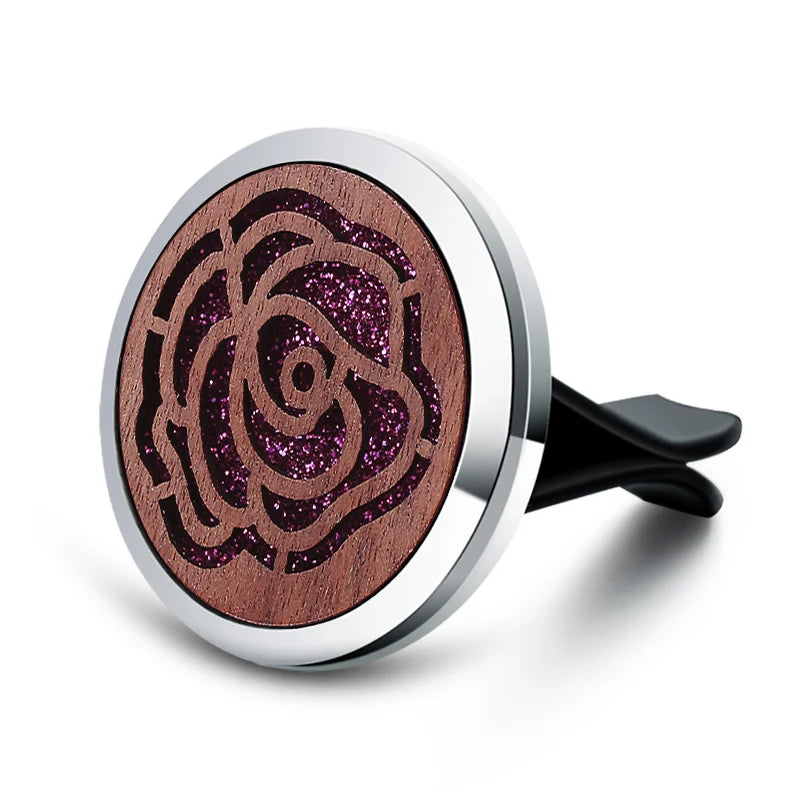 Vintage Wood Tree Of Life Aroma Car Air Freshener Stainless Steel Perfume Locket Essential Oil Diffuser Detachable Clip Jewelry