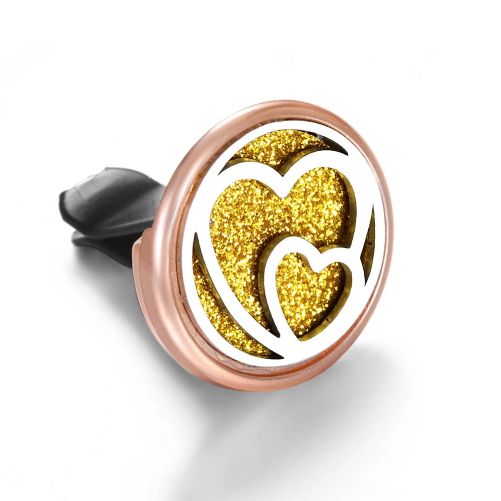 Golden Insert Aromatherapy Pad Tree of Life Pendant Stainless Steel Essential Oil Diffuser Car Air Freshener Outlet Clip Lockets