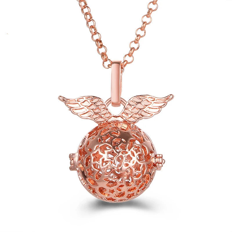 Mexico Style Tree Of Life Angel Necklace 16MM Music Ball Vintage Pregnancy Necklace Aroma Essential Oil Diffuser Locket Pendant