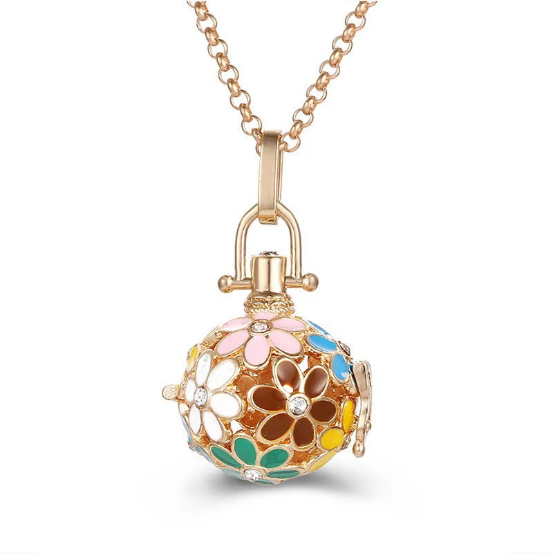 Mexico Style Tree Of Life Angel Necklace 16MM Music Ball Vintage Pregnancy Necklace Aroma Essential Oil Diffuser Locket Pendant