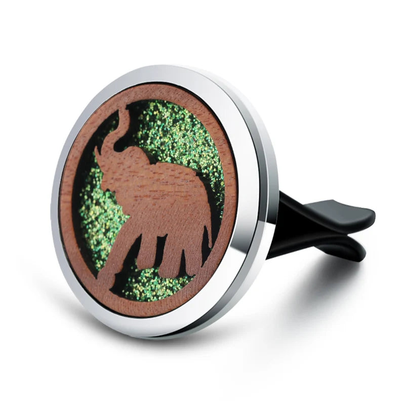Vintage Wood Tree Of Life Aroma Car Air Freshener Stainless Steel Perfume Locket Essential Oil Diffuser Detachable Clip Jewelry
