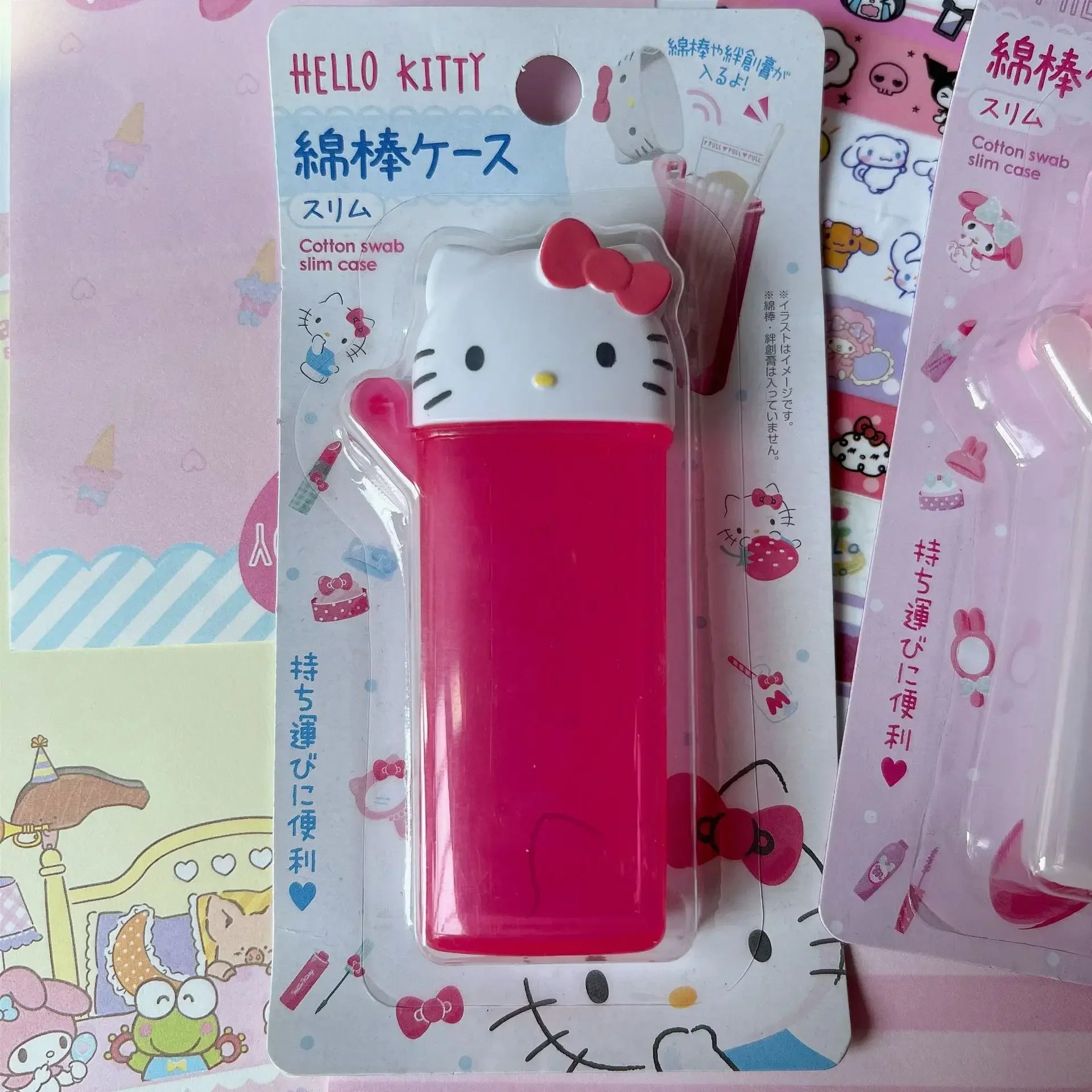 Cute Sanrio Hello Kitty Storage Box Kawaii Anime My Melody Toothpick Cosmetic Swab Storage Box Portable Travel Mini Container