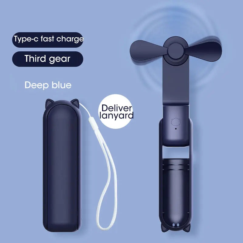 Portable Mini Fan, USB Rechargeable, 3-speed Adjustable, Foldable Handheld Fan, Suitable for Women, Travel, Outdoor Use