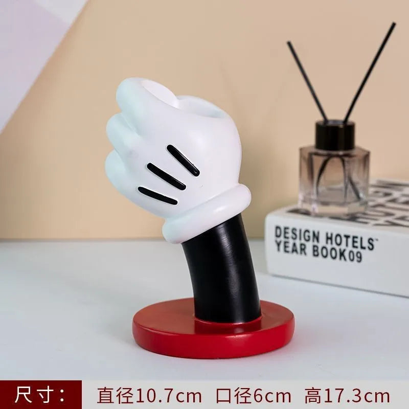Disney Mickey Glove Pen Holder Anime Cartoon Pencil Stationery Makeup Brush Storage Tube Desktop Decoration Student Girl Gifts