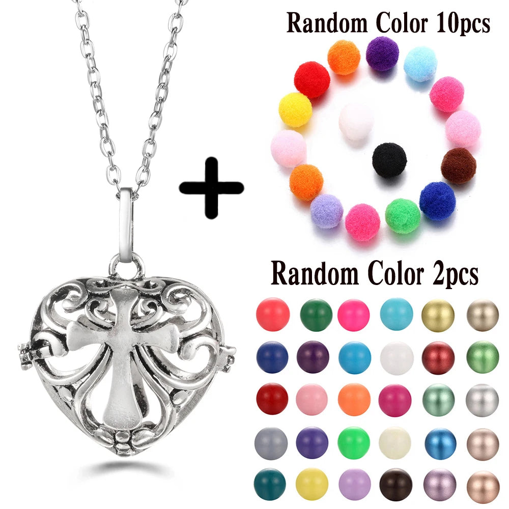 Mexico Chime Music Ball Caller Aromatherapy Necklace Essential Oil Diffuser Tree Of Life Cage Exquisite Zircon Pendant Jewelry
