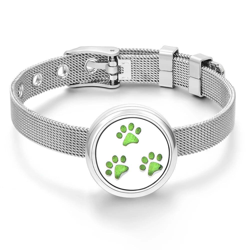 Tree of Life Women Wristband Strap Bracelet Stainless Steel Aromatherapy Diffuser Perfume Essential Oil Lockets Bracelet Jewelry