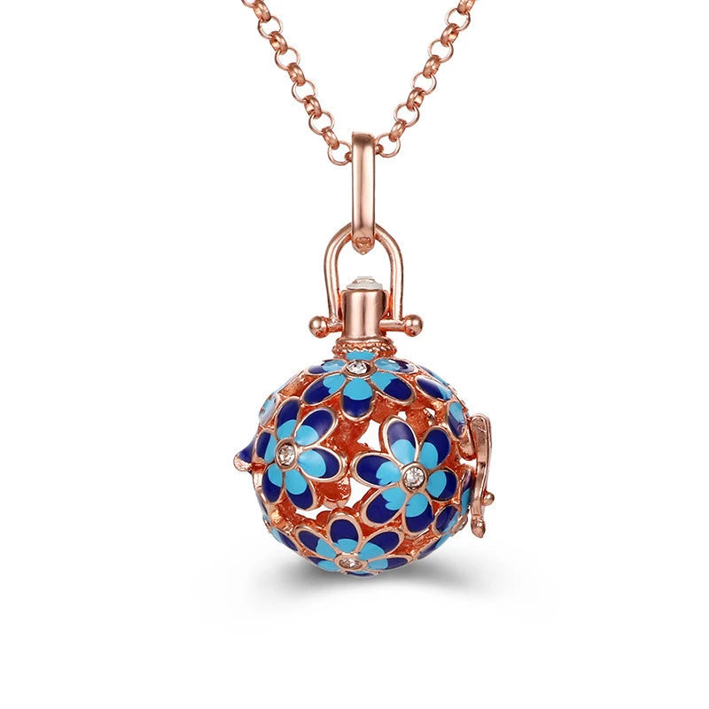 Mexico Style Tree Of Life Angel Necklace 16MM Music Ball Vintage Pregnancy Necklace Aroma Essential Oil Diffuser Locket Pendant