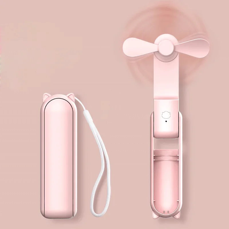 Portable Mini Fan, USB Rechargeable, 3-speed Adjustable, Foldable Handheld Fan, Suitable for Women, Travel, Outdoor Use