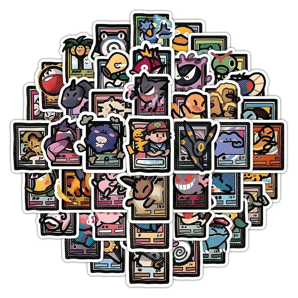 103pcs Pixel Style Anime Pokemon Stickers Pikachu Cartoon Decals DIY Suitcase Stationery Waterproof Sticker for Kids