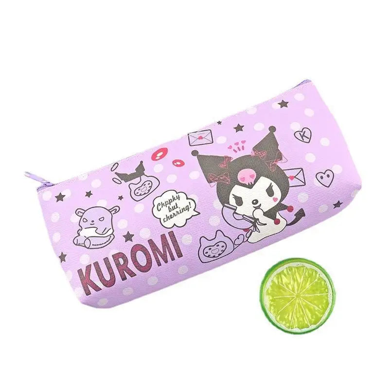 Sanrio Pencil Case Cinnamoroll Hello Kitty Kuromi Melody Stationery Bag PU Waterproof Pencils Bag Student Pencil Stationery