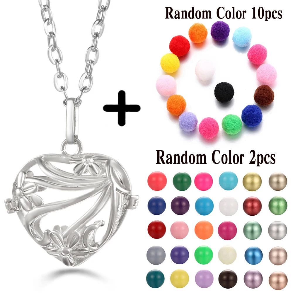 Mexico Chime Music Ball Caller Aromatherapy Necklace Essential Oil Diffuser Tree Of Life Cage Exquisite Zircon Pendant Jewelry