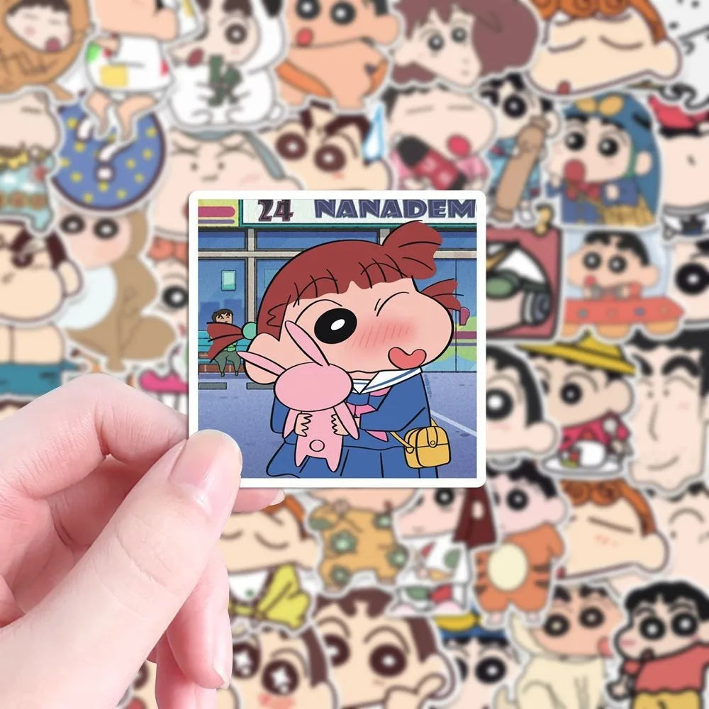 100Pcs Cartoon Anime Crayon Shin chan Stickers For Car Laptop Phone Stationery Decor Decals Waterproof Sticker Kids Toys