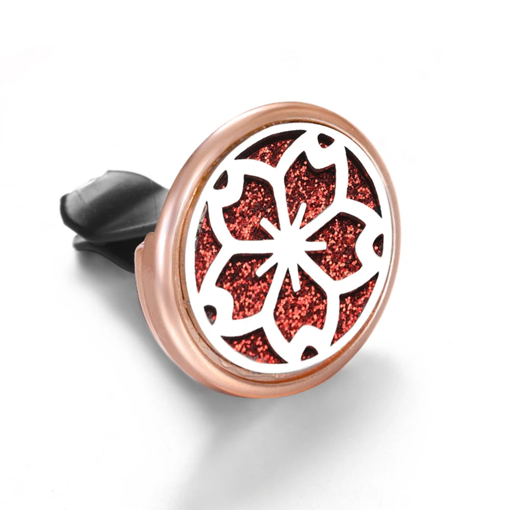 Golden Insert Aromatherapy Pad Tree of Life Pendant Stainless Steel Essential Oil Diffuser Car Air Freshener Outlet Clip Lockets