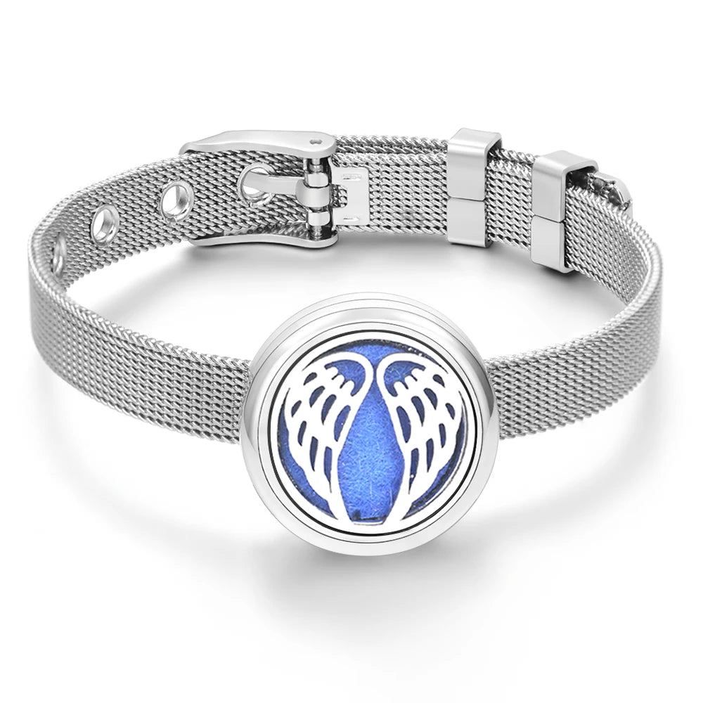 Tree of Life Women Wristband Strap Bracelet Stainless Steel Aromatherapy Diffuser Perfume Essential Oil Lockets Bracelet Jewelry