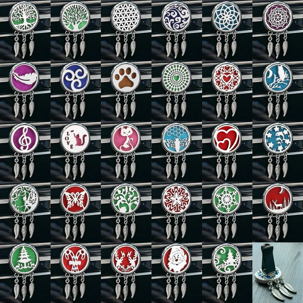 New Dreamcatcher Tree of Life Insert Car Aromatherapy Diffuser Pendant Leaf Tassel Car Air Outlet Essential Oil Diffuser Lockets