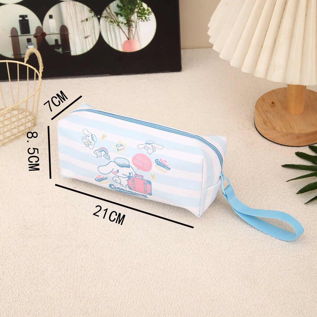 Sanrio Pencil Case Cinnamoroll Hello Kitty Kuromi Melody Stationery Bag PU Waterproof Pencils Bag Student Pencil Stationery