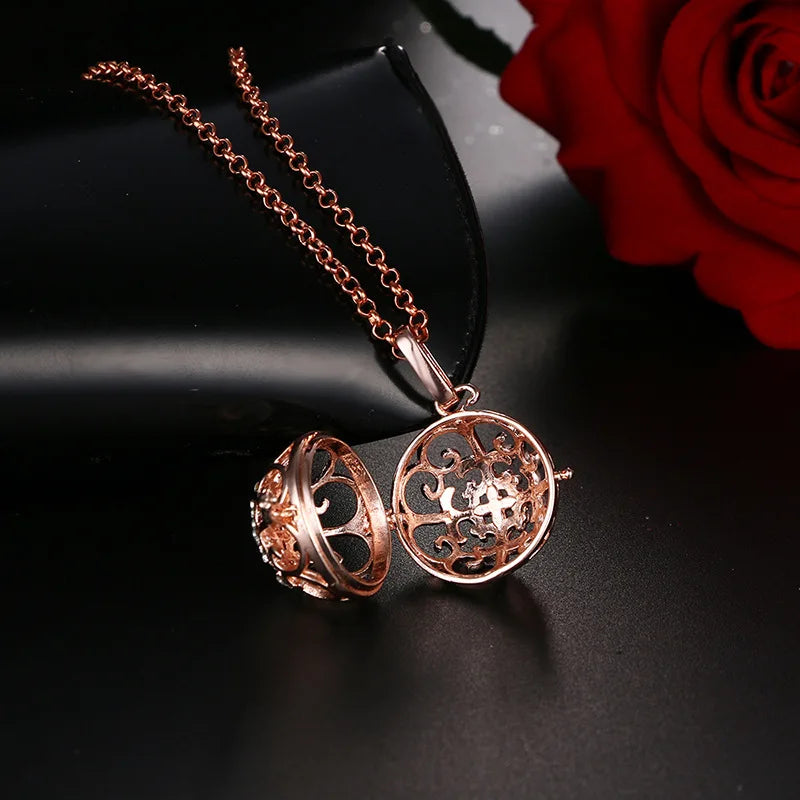 Mexico Style Tree Of Life Angel Necklace 16MM Music Ball Vintage Pregnancy Necklace Aroma Essential Oil Diffuser Locket Pendant
