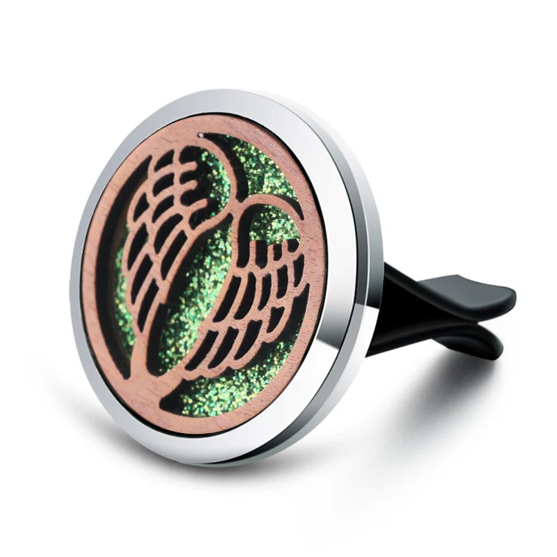 Vintage Wood Tree Of Life Aroma Car Air Freshener Stainless Steel Perfume Locket Essential Oil Diffuser Detachable Clip Jewelry