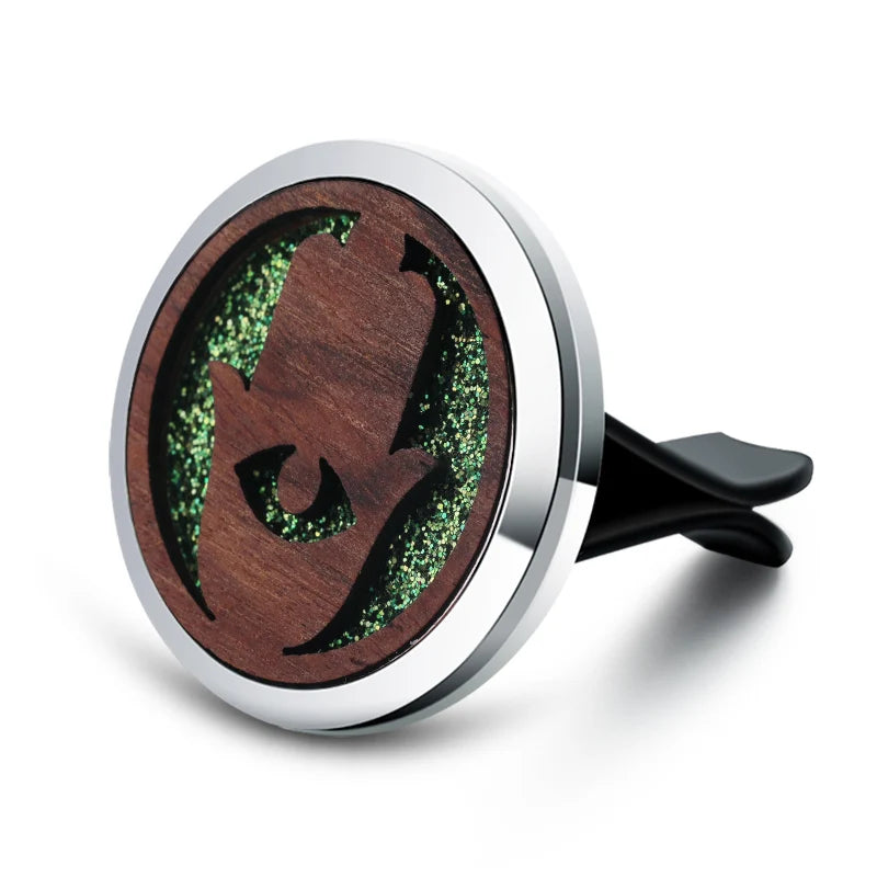 Vintage Wood Tree Of Life Aroma Car Air Freshener Stainless Steel Perfume Locket Essential Oil Diffuser Detachable Clip Jewelry
