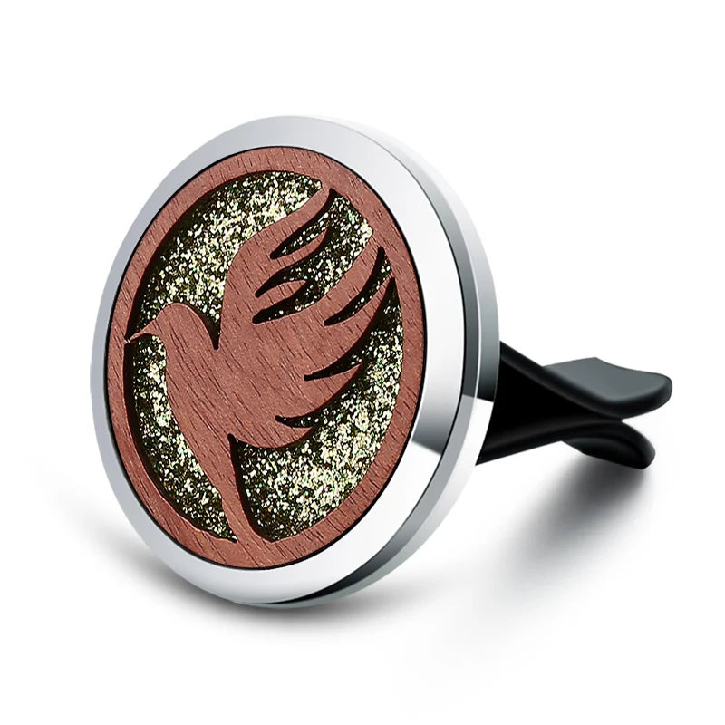 Vintage Wood Tree Of Life Aroma Car Air Freshener Stainless Steel Perfume Locket Essential Oil Diffuser Detachable Clip Jewelry