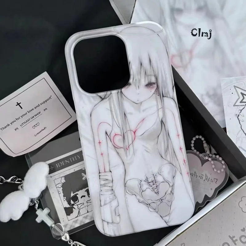 Clmj Y2K Anime Girl Phone Case For iPhone 11 13 12 Mini 14 Pro 15 Plus XR X XS Max 7 8 Se 2020 Silicone Phone Cover iPhone Case
