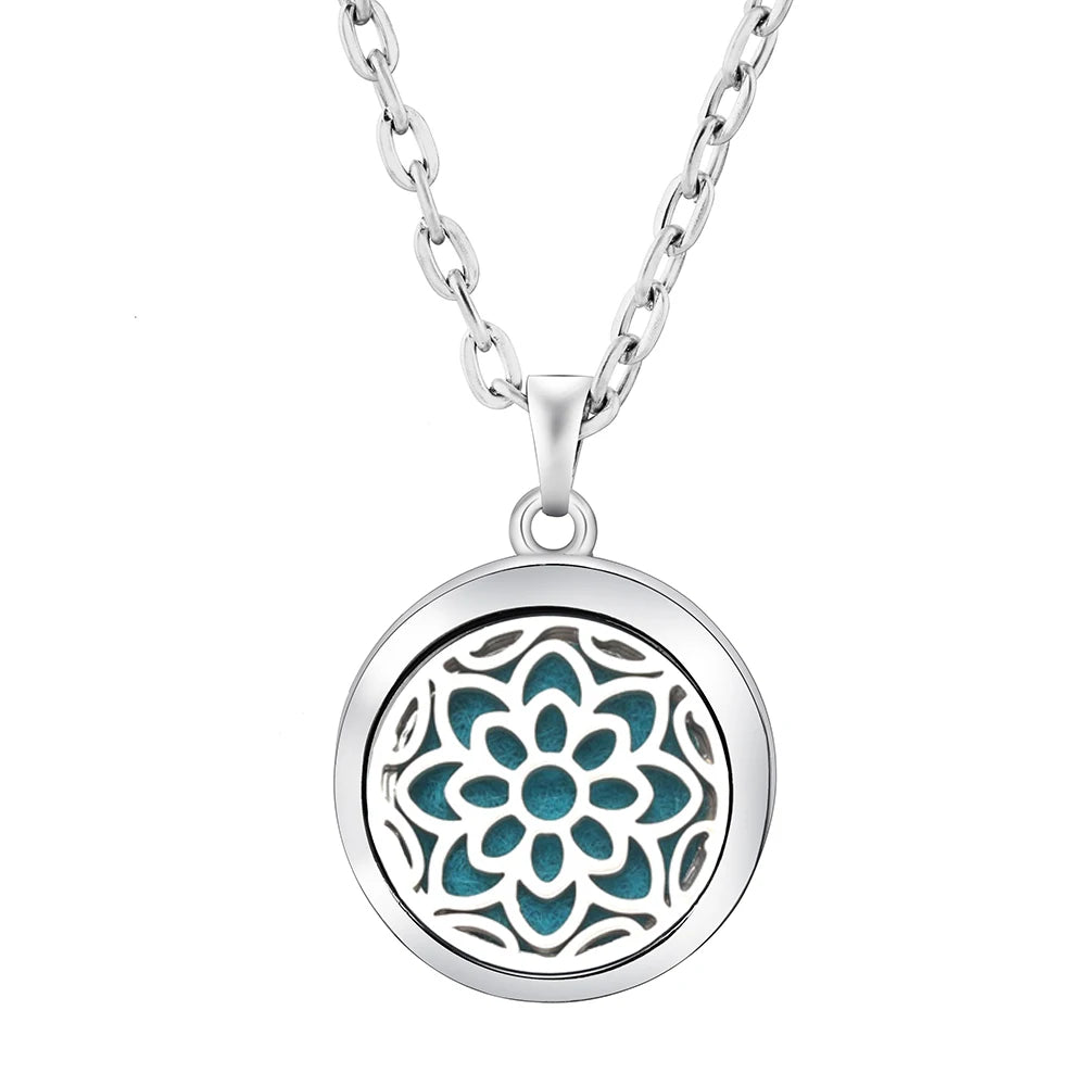 New Stainless Steel Fashion Tree Of Life  Aromatherapy Necklace Essential Oil Diffuser Perfume Locket Pendant Women Jewelry Gift