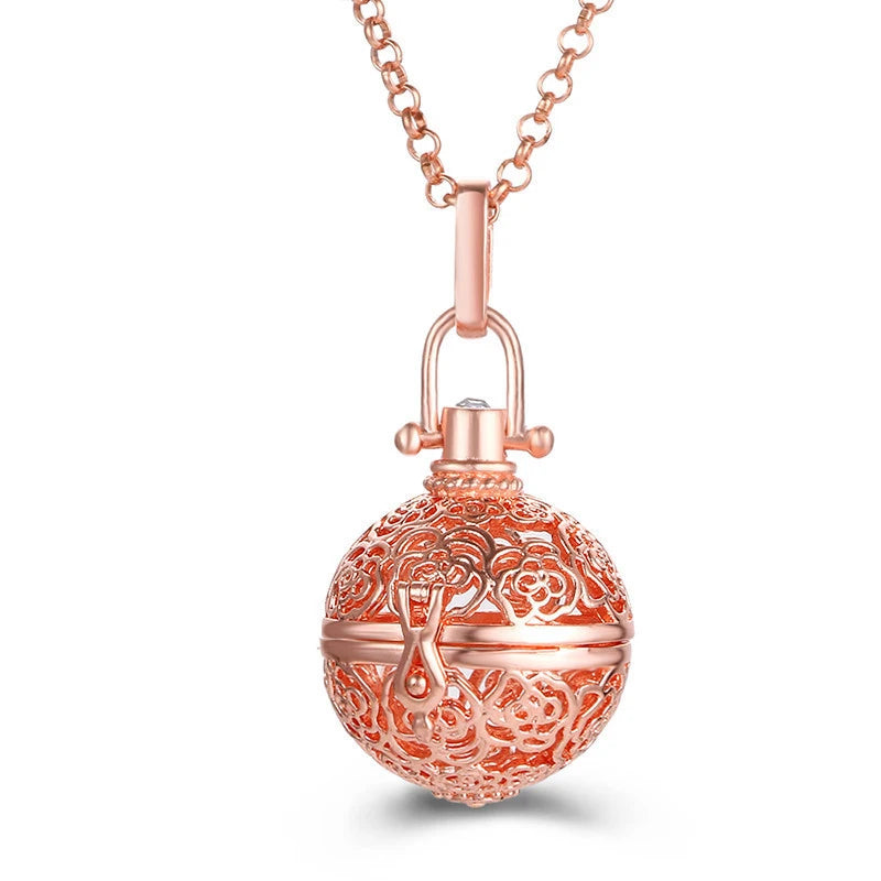 Mexico Style Tree Of Life Angel Necklace 16MM Music Ball Vintage Pregnancy Necklace Aroma Essential Oil Diffuser Locket Pendant