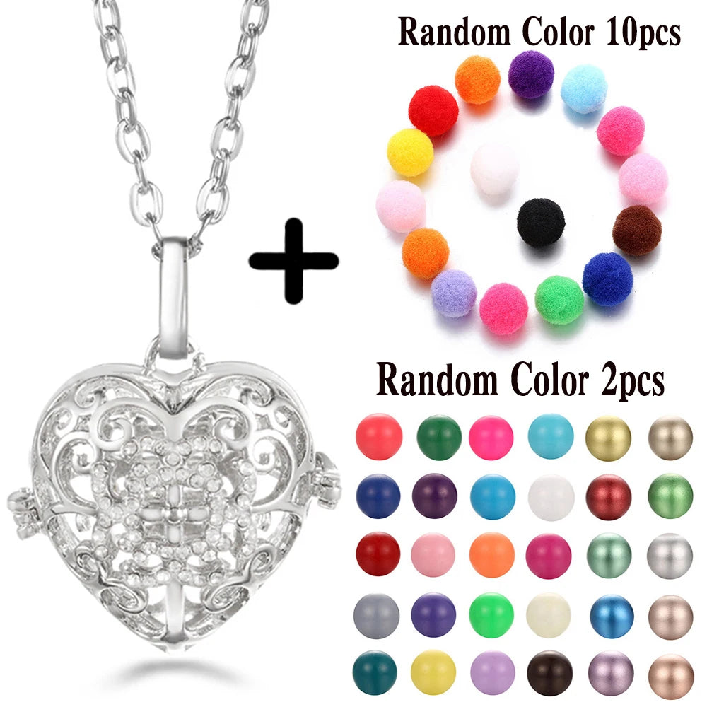 Mexico Chime Music Ball Caller Aromatherapy Necklace Essential Oil Diffuser Tree Of Life Cage Exquisite Zircon Pendant Jewelry