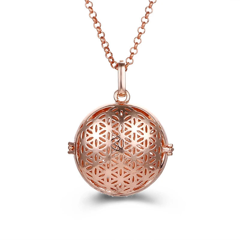 Mexico Style Tree Of Life Angel Necklace 16MM Music Ball Vintage Pregnancy Necklace Aroma Essential Oil Diffuser Locket Pendant
