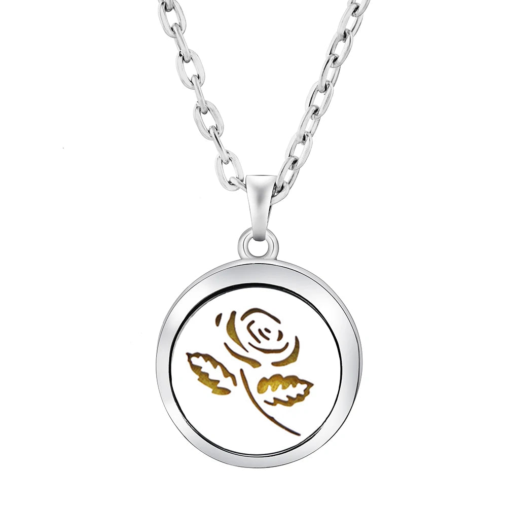 New Stainless Steel Fashion Tree Of Life  Aromatherapy Necklace Essential Oil Diffuser Perfume Locket Pendant Women Jewelry Gift