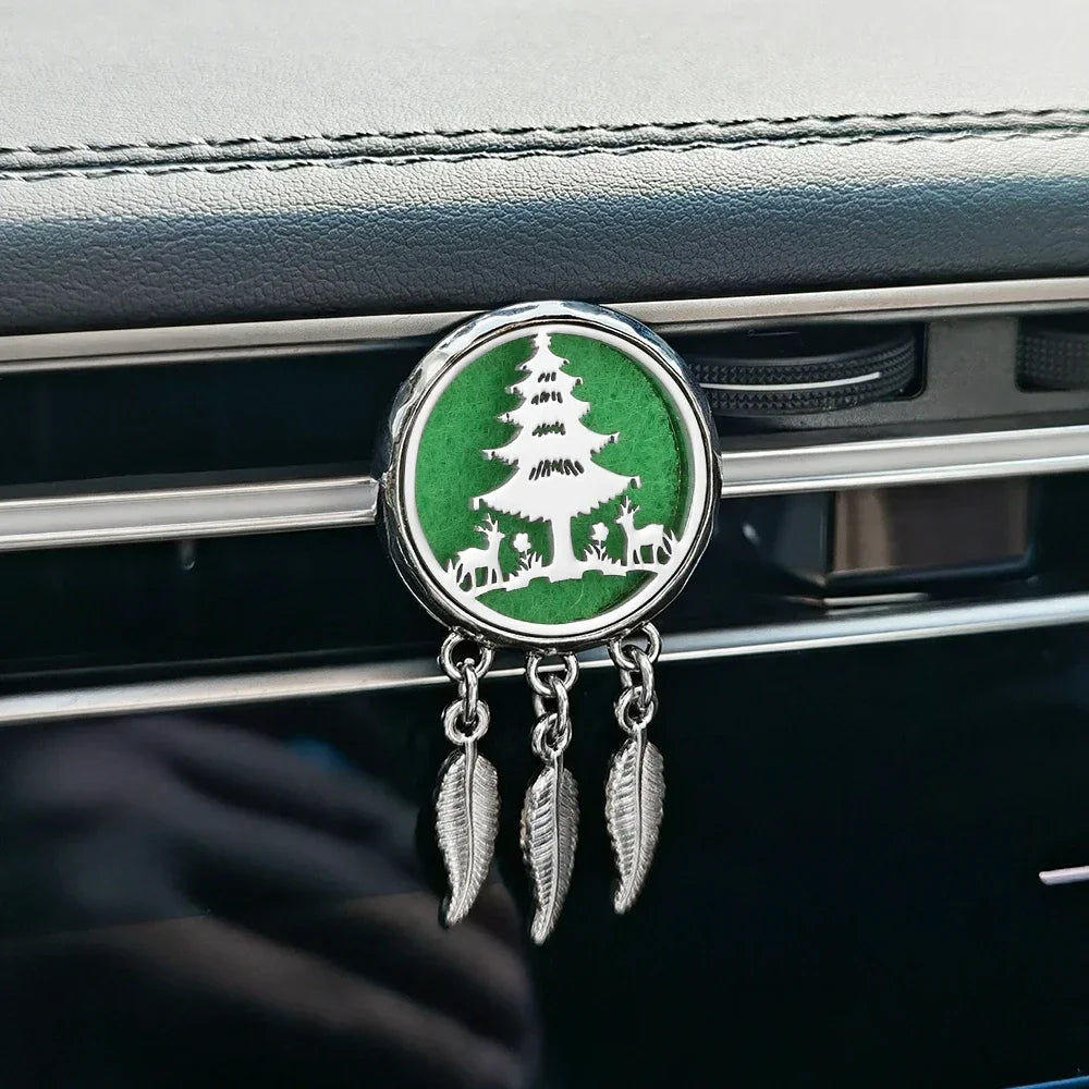 New Dreamcatcher Tree of Life Insert Car Aromatherapy Diffuser Pendant Leaf Tassel Car Air Outlet Essential Oil Diffuser Lockets