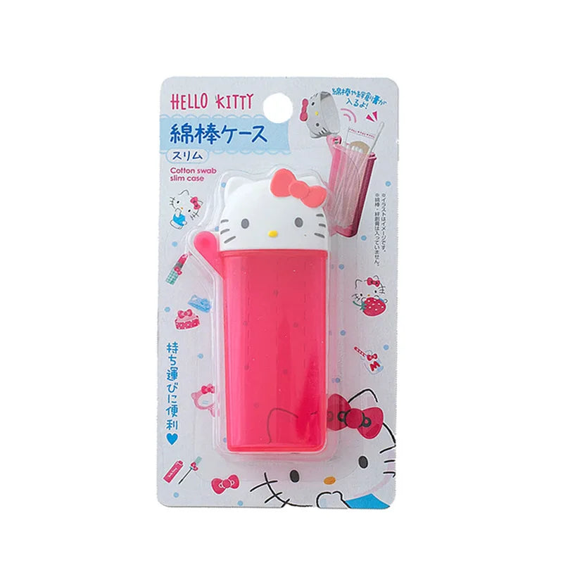 Cute Sanrio Hello Kitty Storage Box Kawaii Anime My Melody Toothpick Cosmetic Swab Storage Box Portable Travel Mini Container