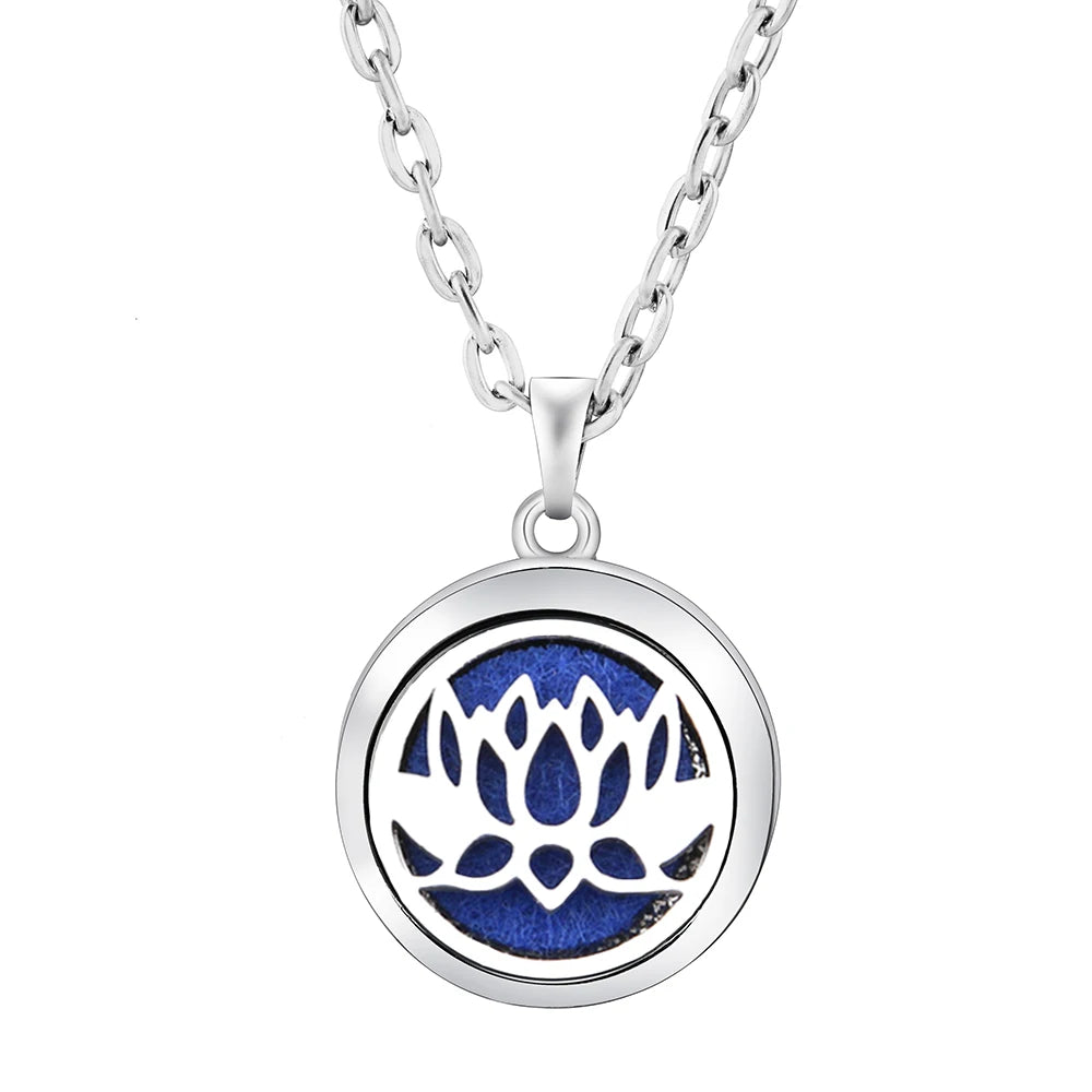 New Stainless Steel Fashion Tree Of Life  Aromatherapy Necklace Essential Oil Diffuser Perfume Locket Pendant Women Jewelry Gift