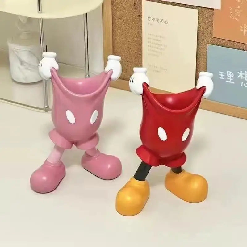 Disney Mickey Glove Pen Holder Anime Cartoon Pencil Stationery Makeup Brush Storage Tube Desktop Decoration Student Girl Gifts